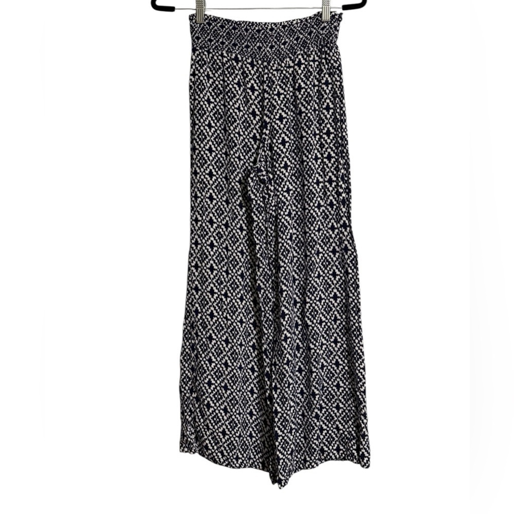 Maurices Blue and White Geometric Wide Leg Pants
